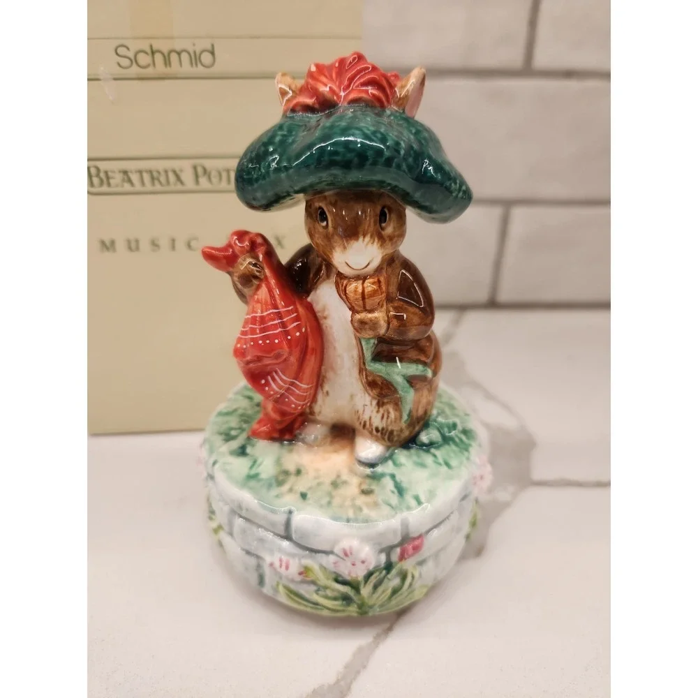 Vintage Schmid Benjamin Bunny Figurine Music Box – Beatrix Potter With Box